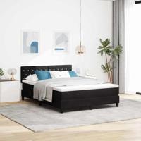 vidaXL Boxspringbed met matras fluweel zwart 160x200 cm