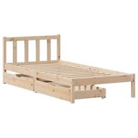vidaXL Bedframe met lades massief grenenhout 75x190 cm, bed, bed ombouw, boxspring, bedbodem, slaapkamermeubel, stapelbed, twijfelaar bed