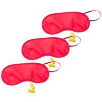 3x stuks slaapmasker rood met oordoppen