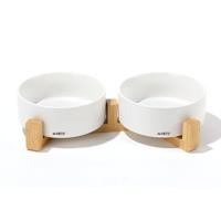 M-PETS - MPETS - Opera keramische kommen met standaard van bamboe, 2 x 350 ml