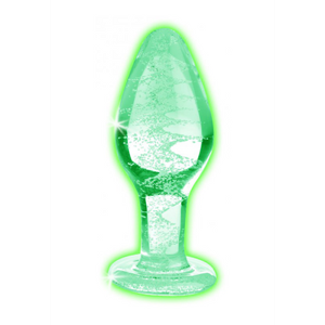 XR Brands Glow-In-The-Dark - Glass Butt Plug - Large