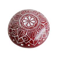 Rode Gorara Steen Wierookhouder met Sarana Mandala Design