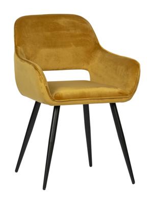 WOOOD Eetkamerstoel 'Jelle' Velvet, kleur Geel