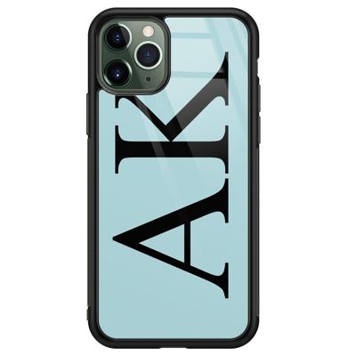 iPhone 11 Pro glazen hoesje ontwerpen - Blauw initialen iPhone 11 Pro glazen hoesje ontwerpen - Blauw initialen