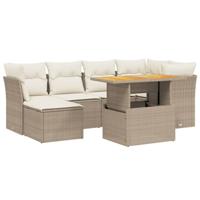 vidaXL 7-delige Loungeset met kussens poly rattan beige, tuinset, tuinmeubel, terrasset, tuinbank, terrasmeubel, loungebank, loungeset tuin