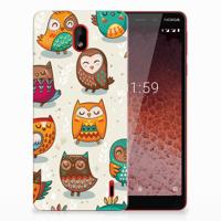 Nokia 1 Plus TPU Hoesje Vrolijke Uilen