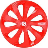 Sparco wieldoppen Sicilia 14 inch ABS rood set van 4 S