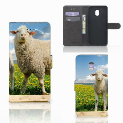 Samsung Galaxy J7 (2018) Telefoonhoesje met Pasjes Schaap en Lammetje Samsung Galaxy J7 (2018) Telefoonhoesje met Pasjes Schaap en Lammetje