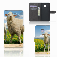Samsung Galaxy J7 (2018) Telefoonhoesje met Pasjes Schaap en Lammetje