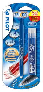 Rollerpen PILOT Frixion BL-FR7 0.35mm + 3 vullingen blauw