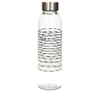 Glazen waterfles/drinkfles/sportfles - helder transparant - met RVS dop - 500 ml