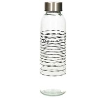 Glazen waterfles/drinkfles/sportfles - helder transparant - met RVS dop - 500 ml - thumbnail