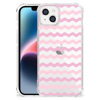 Apple iPhone 14 Plus Doorzichtige Silicone Hoesje Waves Roze - thumbnail