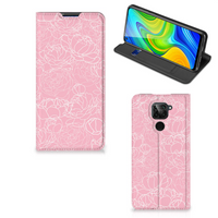 Xiaomi Redmi Note 9 Smart Cover White Flowers - thumbnail