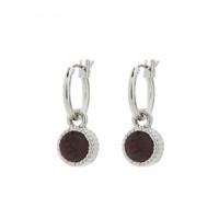 Biba Hang Oorbellen Zilver met Swarovski Steentje Burgundy