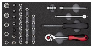 Gedore Red Dopsleutelset 1/4 Inch 1/3 CT module Zilver 37 delig