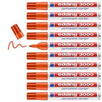 edding 3000 permanent marker - oranje - 10 stiften - ronde punt 1,5-3 mm - sneldrogende permanent marker - water- en wrijfvast - voor karton, kunststof, hout, metaal - universele marker