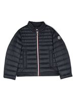 Moncler Enfant logo-patch zip-up down jacket - Bleu