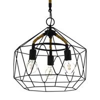 EGLO Hanglamp Cottingham, 3 vlammige hanglamp vintage, industrieel, retro, hanglamp van staal en natuurlijk touw, eettafellamp, woonkamerlamp hangend in zwart, natuur, E27 fitting, Ø 48,5 cm