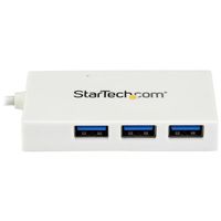 StarTech.com 4 poorts USB-C hub USB-C naar 1x USB-C en 3x USB-A USB 3.0 hub wit - thumbnail