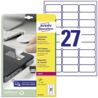 Avery-Zweckform L6114-20 Veiligheidsetiketten 63.5 x 29.6 mm Polyester folie Wit 480 stuk(s) Permanent hechtend Laser (zwart/wit), Kopiëren (zwart/wit), - thumbnail