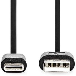 USB-Kabel | USB 2.0 | USB-A Male | USB-C© Male | 15 W | 480 Mbps | Vernikkeld | 1.00 m | Rond | PV