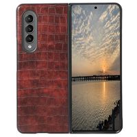 Lunso - Samsung Galaxy Z Fold4 - Croco patroon cover hoes - Bruin - thumbnail