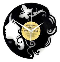 Vinyl Klok Meisje Met Vlinder - Gemaakt Van Een Gerecyclede Plaat