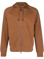 Zegna hoodie zippé à lien de resserrage - Marron