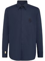 Billionaire logo-embroidered stretch-cotton shirt - Bleu