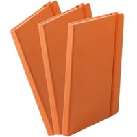 Set van 3x stuks luxe schriftjes/notitieboekjes oranje met elastiek A5 formaat - thumbnail