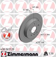 Remschijf ZIMMERMANN, Remschijftype: Massief, u.a. für Saab, Vauxhall, Opel, Chevrolet - thumbnail