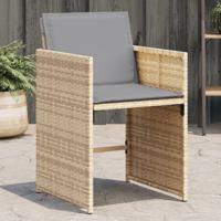 Tuinstoelen 4 st met kussens poly rattan gemengd beige