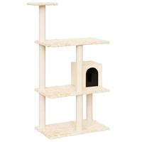 Kattenmeubel met sisal krabpalen 119 cm crèmekleurig