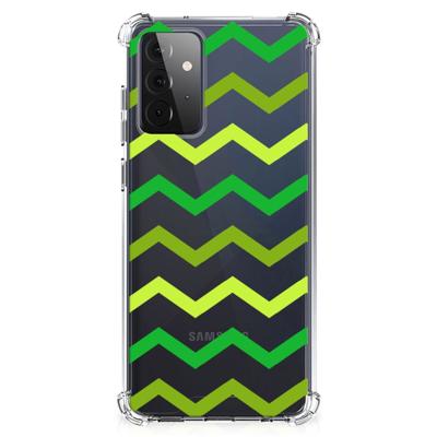 Samsung Galaxy A72 4G/5G Doorzichtige Silicone Hoesje Zigzag Groen Samsung Galaxy A72 4G/5G Doorzichtige Silicone Hoesje Zigzag Groen