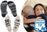 Vaderdagpakket: Sokken met grappige tekst in de aanbieding