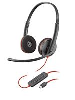 POLY Blackwire 3220 Headset Bedraad Hoofdband Oproepen/muziek USB Type-C Zwart