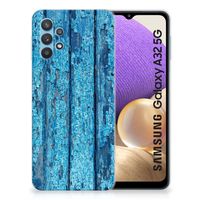 Samsung Galaxy A32 5G Bumper Hoesje Wood Blue - thumbnail