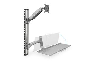 Digitus DA-90354 Monitor-wandbeugel 1-voudig 38,1 cm (15) - 68,6 cm (27) Zwart, Zilver In hoogte verstelbaar, Toetsenbordhouder, Kantelbaar, Zwenkbaar,