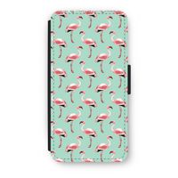 Flamingoprint groen: iPhone 7 Plus Flip Hoesje - thumbnail