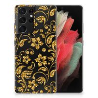 Samsung Galaxy S21 Ultra TPU Case Gouden Bloemen - thumbnail