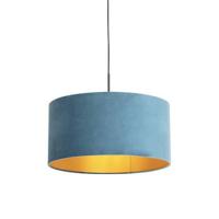 QAZQA Hanglamp met velours kap blauw met goud 50 cm - Combi - thumbnail