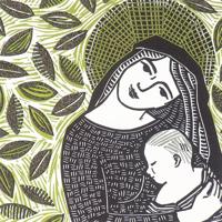 Kerstkaart - Maria met Kind Zwart/Goud (Set van 5)