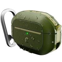 KeyBudz ElementProof voor AirPods Pro 2 case met slot, volledig waterdicht, AirPods Pro etui 2e generatie, robuuste bescherming, harde hoes, karabijnhaak voor AirPods Pro 1 & 2 - groen donkergroen