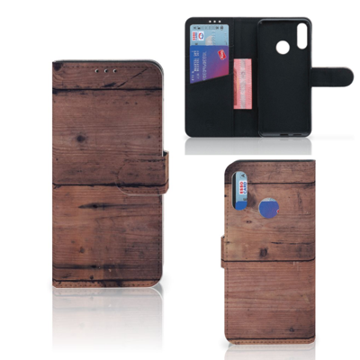 Motorola Moto E6 Plus Book Style Case Old Wood