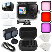 MOJOGEAR Accessoireset compatibel met GoPro 13, waterdichte Go Pro behuizing, duikfilter, opbergetui, siliconen beschermhoes, anti-condens-inzetstukken, displaybeschermfolieset, zwart