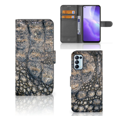 OPPO Find X3 Lite Telefoonhoesje met Pasjes Krokodillenprint OPPO Find X3 Lite Telefoonhoesje met Pasjes Krokodillenprint