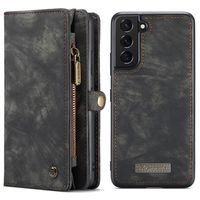 Caseme - Vintage 2 in 1 portemonnee hoes - Samsung Galaxy S22 Plus - Zwart