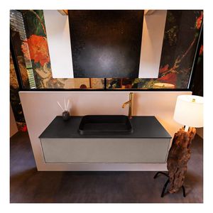 MONDIAZ ERIN 120cm badmeubel onderkast kleur Smoke met 1 lade wastafel midden 1 kraangat kleur urban