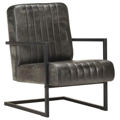 vidaXL Fauteuil echt leer verweerd grijs vidaXL Fauteuil echt leer verweerd grijs